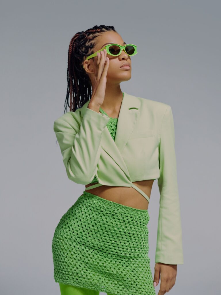 Green fashion clothing